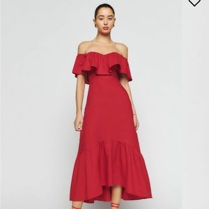 Reformation Baela Linen Dress in Cherry Size 0